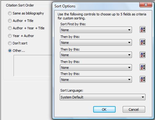 Stili: sort, ordinamento delle citazioni