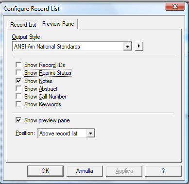 Visualizzazione dei record in formato bibliografico