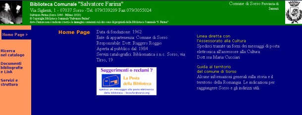 Home Page della biblioteca di Sorso