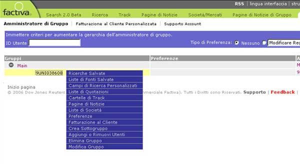 factiva: strumenti amministratore