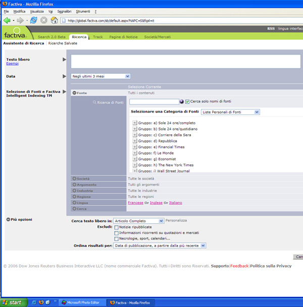 factiva: canale ricerca