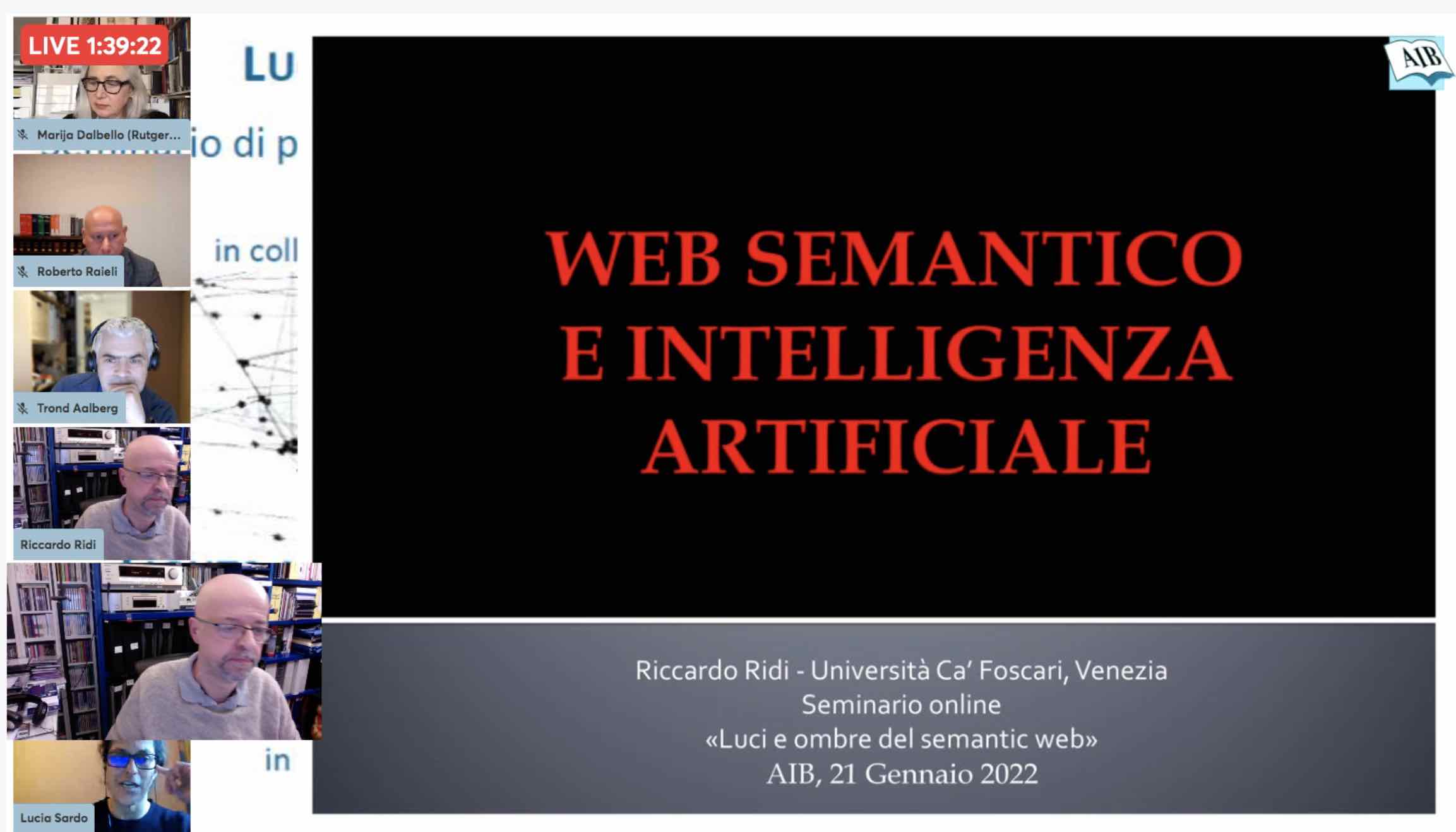 [Riccardo Ridi. Web semantico e intelligenza artificiale. 21 Gennaio 2022]